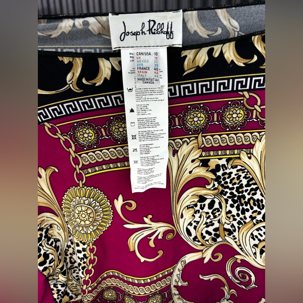 Women’s Joseph Ribkoff Red Gold Polyester Long Sleeve Blouse Designer Size 10 - Picture 3 of 4